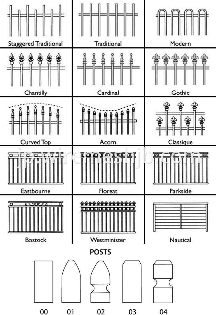 Black Color Zinc Steel Wrought Iron Fence